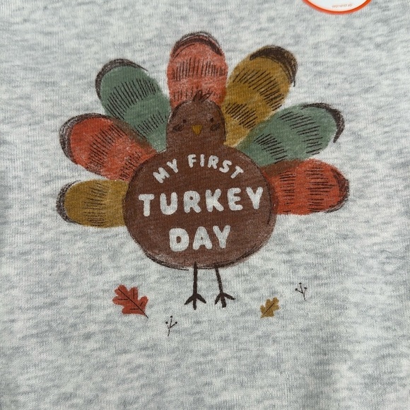 Carter's My First Turkey Day Infant Tee long sleeve thanksgiving T-shirt size 9M - Picture 2 of 7